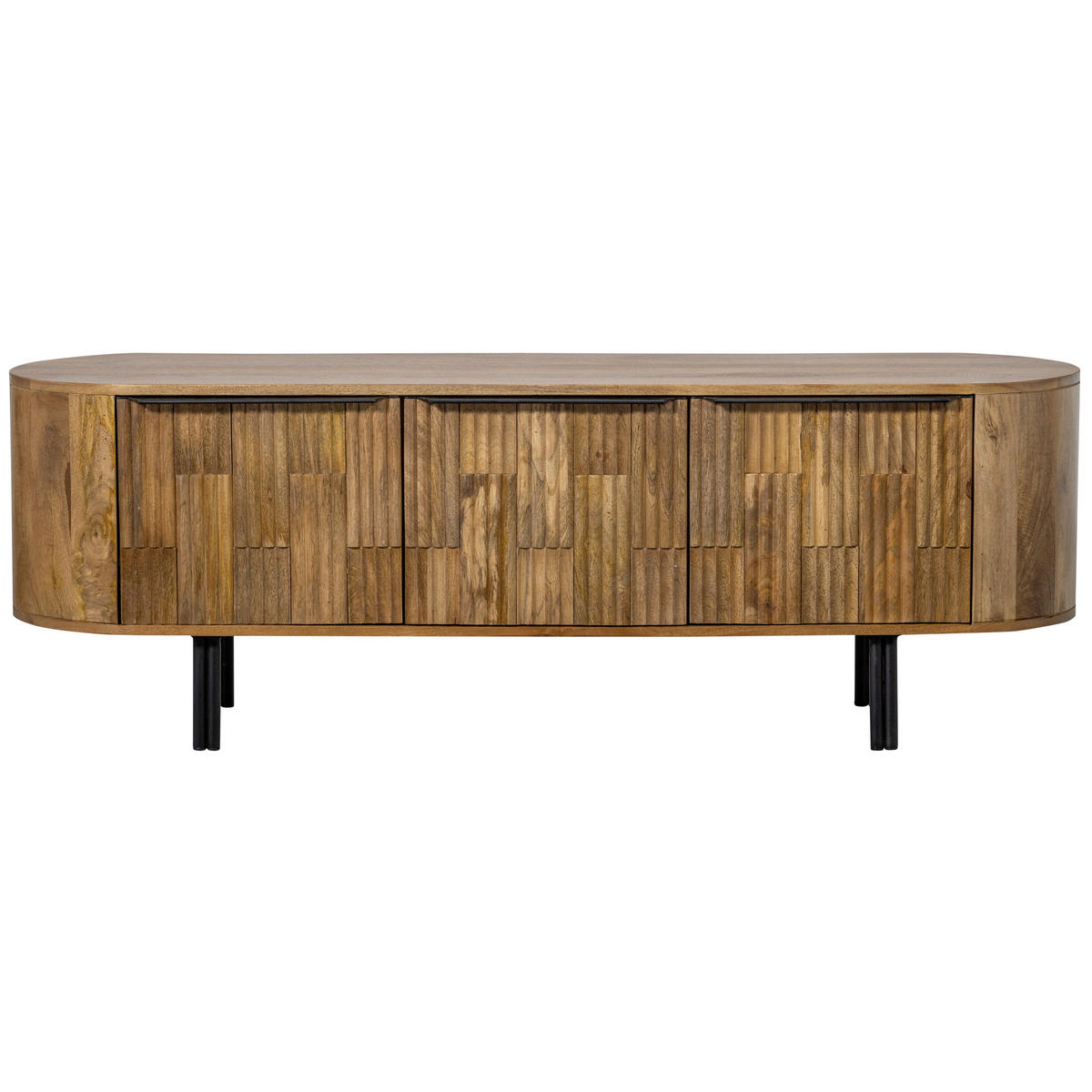 LOWBOARD Effortless  in 147/50/45 cm  - Schwarz/Naturfarben, Design, Holz/Metall (147/50/45cm) - Livetastic