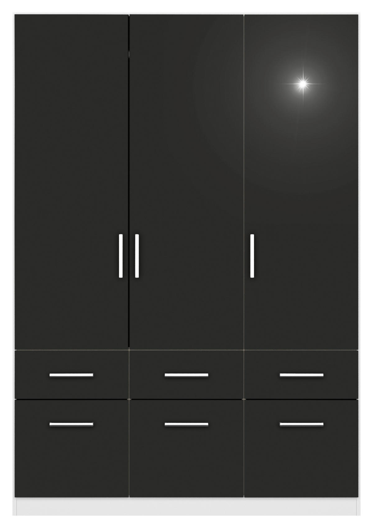DREHTÜRENSCHRANK  in Weiß, Grau  - Chromfarben/Weiß, MODERN, Holzwerkstoff/Kunststoff (136/197/54cm) - Rauch Möbel