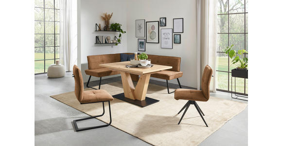 ECKBANK 134/169 cm  in Schwarz, Cognac  - Cognac/Schwarz, Design, Textil/Metall (134/169cm) - Dieter Knoll