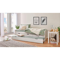 RAZTEGLJIVA POSTELJA 90 cm   x 190 cm  , bela  - bela/naravne barve, Moderno, leseni material/les (90/190cm) - MID.YOU