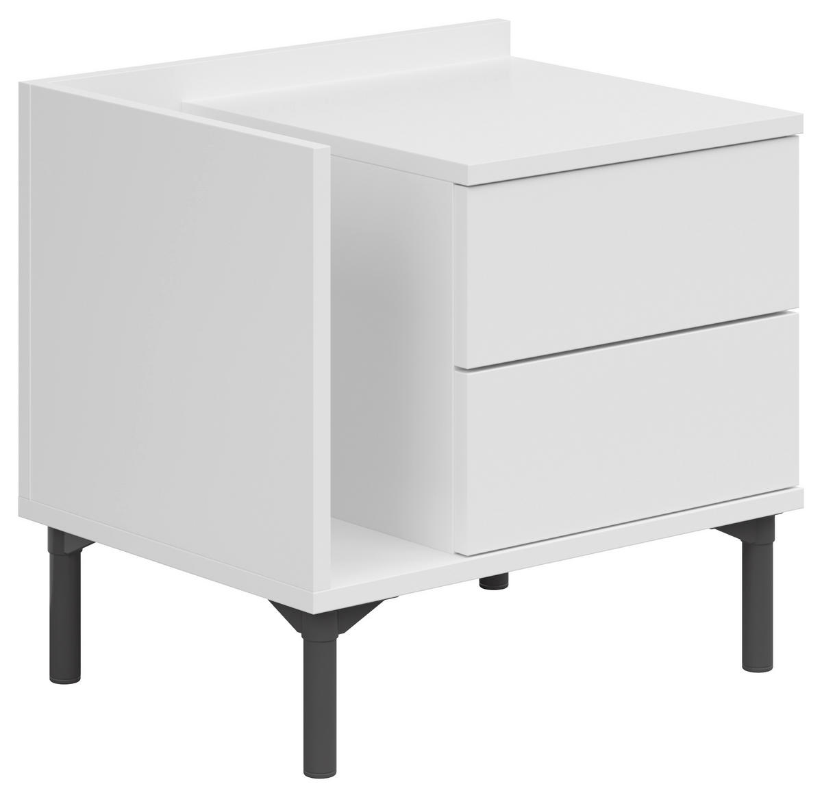 NACHTKÄSTCHEN 50/48/38 cm  in Weiß  - Graphitfarben/Weiß, Design, Holzwerkstoff/Kunststoff (50/48/38cm) - Lomoco