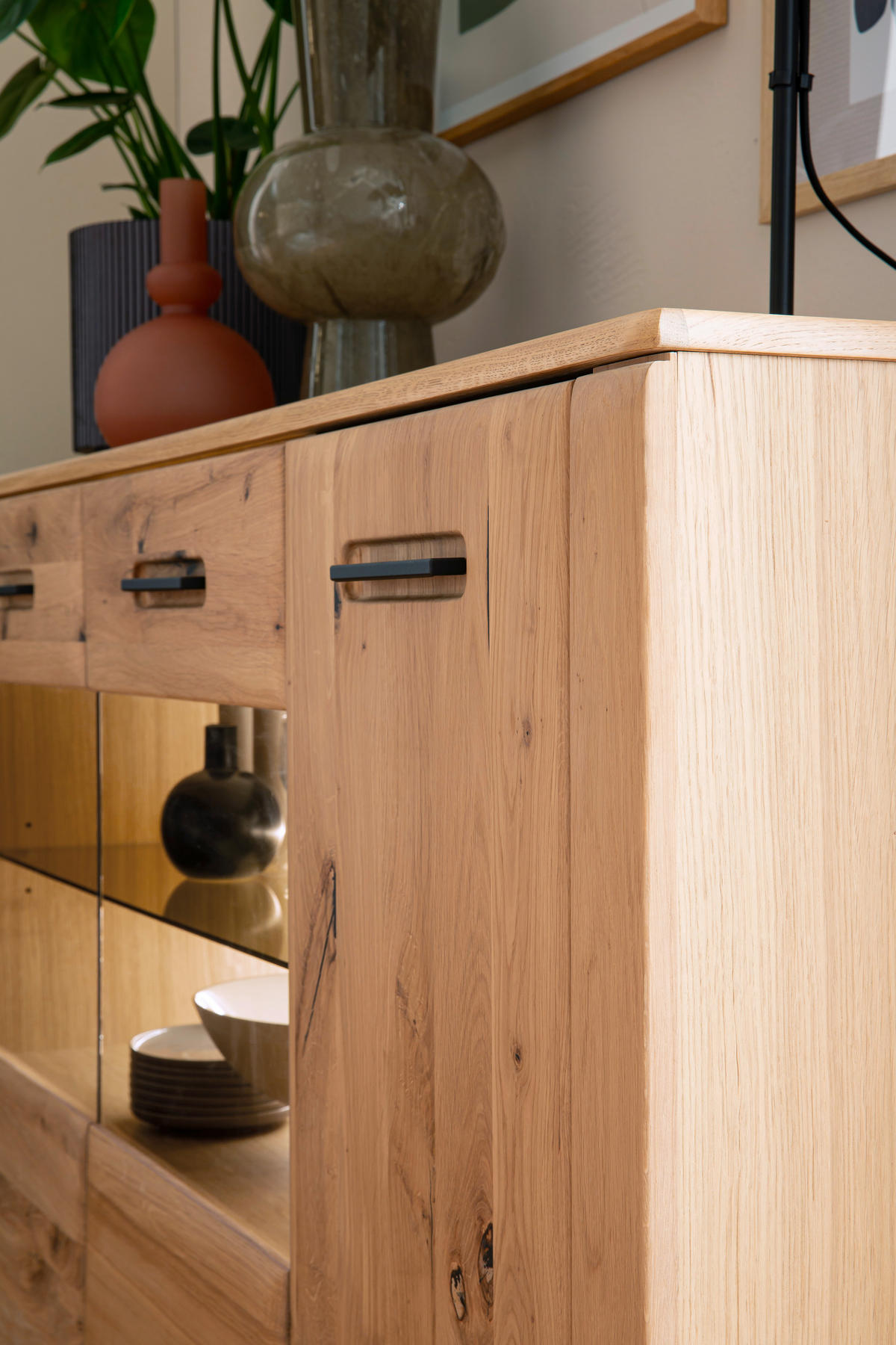 SIDEBOARD Eichefarben  179/90/44 cm  - Eichefarben/Anthrazit, Konventionell, Glas/Holz (179/90/44cm) - Cantus