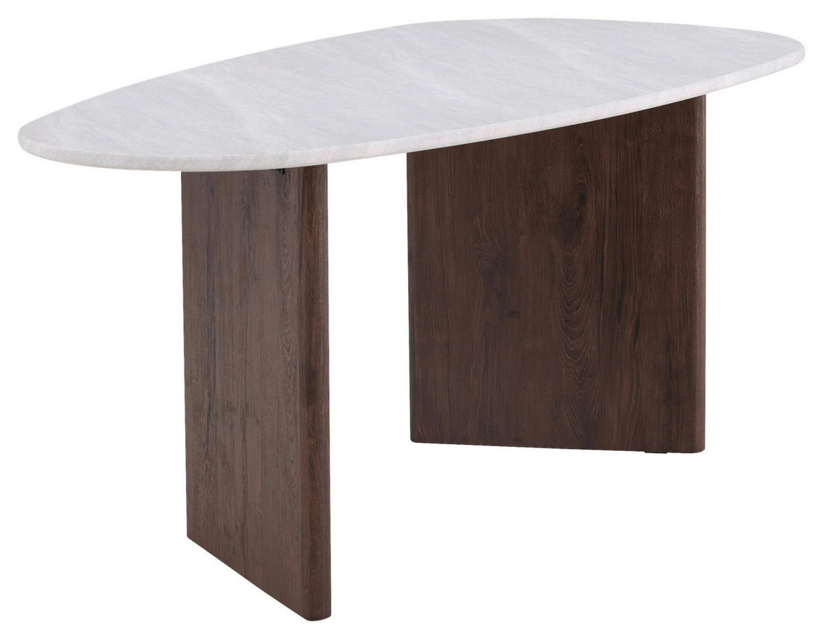 ESSTISCH furniert oval Hellgrau, Mokka  - Hellgrau/Mokka, Design, Holzwerkstoff (180/90/75cm) - Livetastic