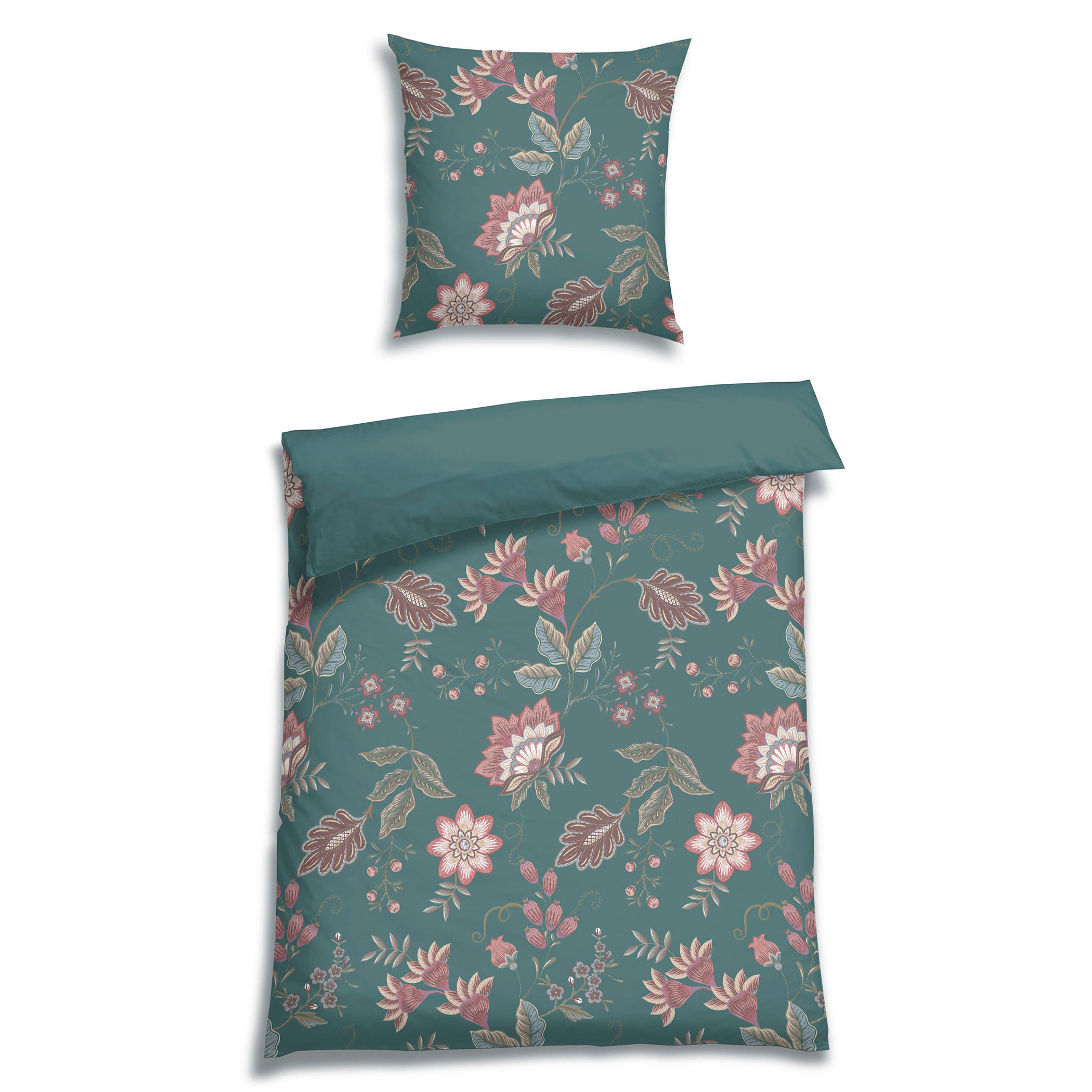 BETTWÄSCHE 2-teilig Satin 135/200 cm  - Grün, Design, Textil (135/200cm) - Florella