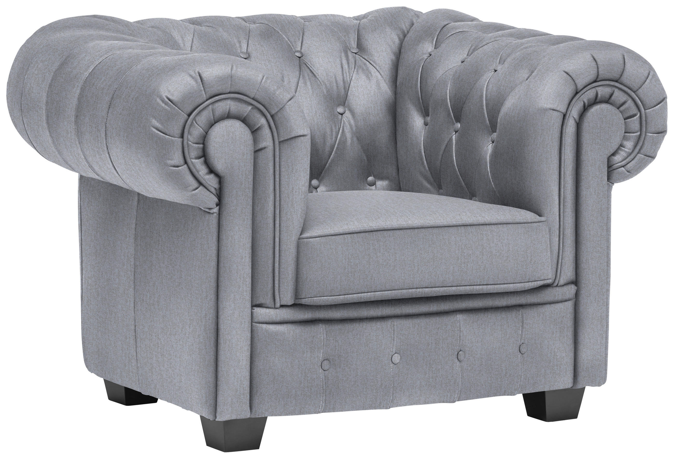 CHESTERFIELD-SESSEL - Wengefarben/Hellgrau, LIFESTYLE, Holz/Textil (115/76,5/96cm) - Landscape