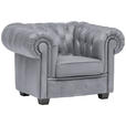 CHESTERFIELD-SESSEL - Wengefarben/Hellgrau, LIFESTYLE, Holz/Textil (115/76,5/96cm) - Landscape
