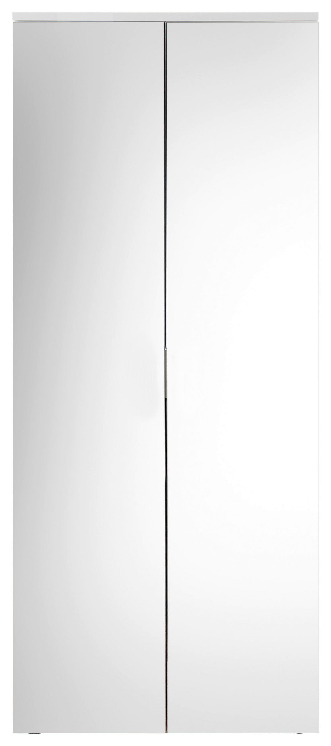 ORMAR ZA OBUĆU bijela drvni materijal - bijela/srebrne boje, Design, staklo/drvni materijal (80/190/35cm) - MID.YOU