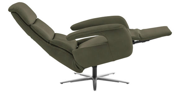 RELAXSESSEL in Leder Graugrün  - Edelstahlfarben/Graugrün, Design, Leder/Metall (76/119/86cm) - Dieter Knoll