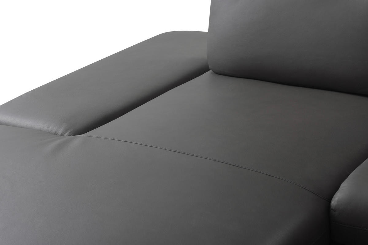 Colțar, piele, gri închis - gri închis/negru, Design, metal/piele (180/291cm) - Celina Home