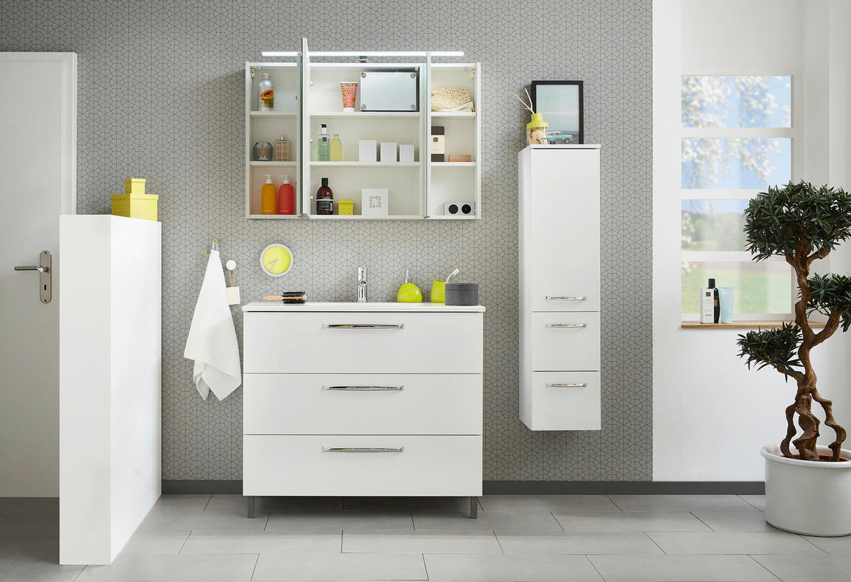 TÜKRÖS SZEKRÉNY 105/70/16 cm  - krómszínű/fehér, Konventionell, faalapú anyag/Üveg (105/70/16cm) - Xora