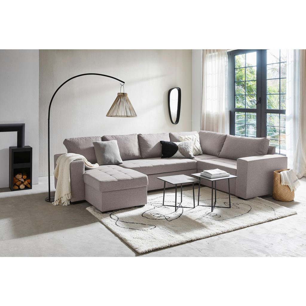 Thumbnail - Ti'me Wohnlandschaft, Beige, Textil, 5-Sitzer, Füllung: Schaumstoff, U-Form, seitenverkehrt montierbar, 313x207 cm, Lieg...
