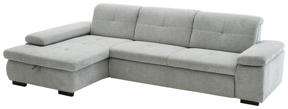 ECKSOFA in Flachgewebe Alufarben  - Schwarz/Alufarben, Design, Textil/Metall (174/297cm) - Beldomo Style