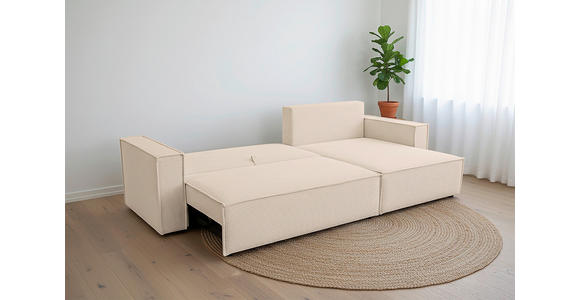 ECKSOFA inkl. Funktionen Beige Cord  - Beige/Schwarz, Design, Textil (267/141cm) - Xora
