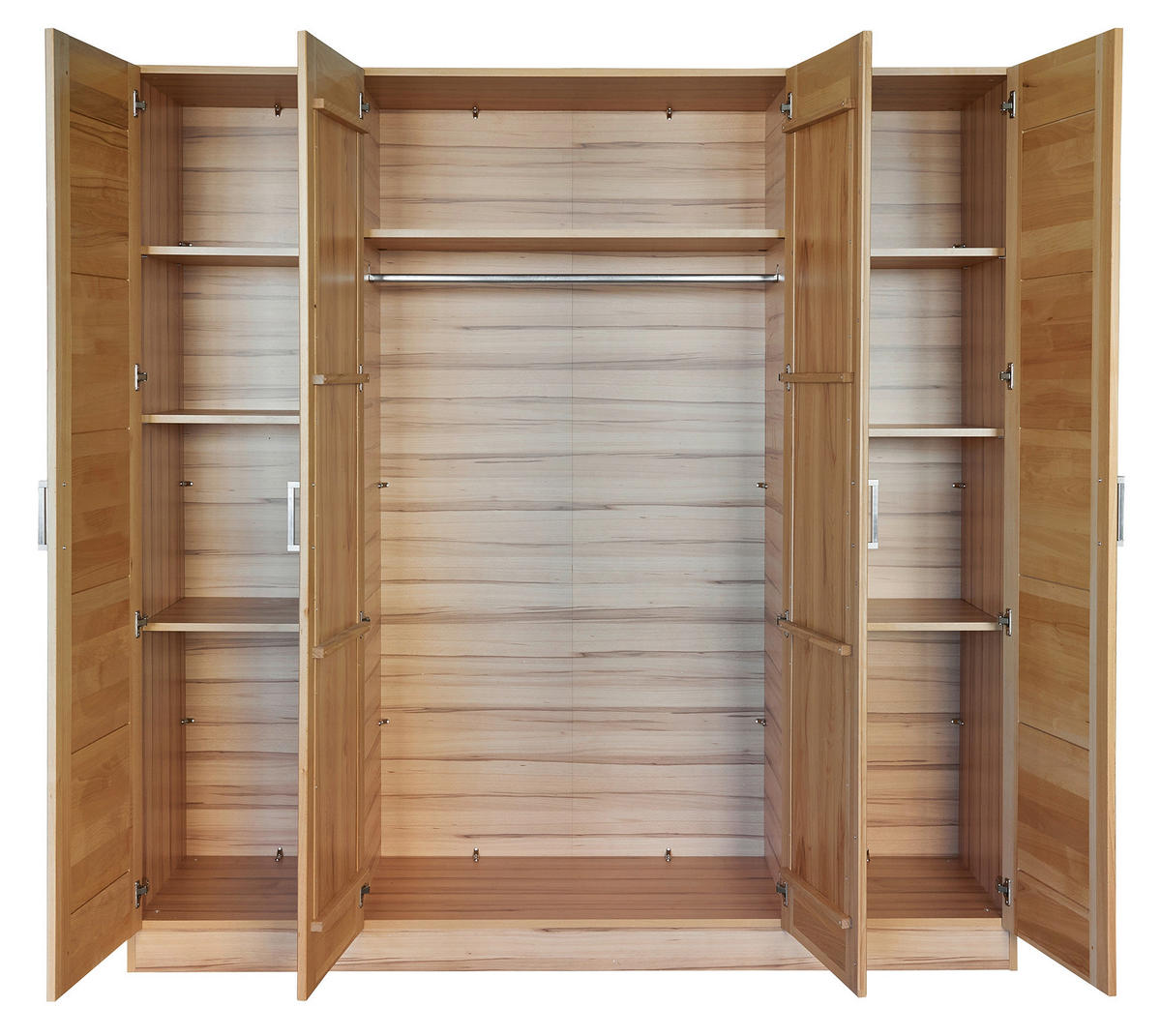 DREHTÜRENSCHRANK 202/205/60 cm 4-türig Kernbuche  - Kernbuche/Nickelfarben, Natur, Glas/Holz (202/205/60cm) - Boxxx