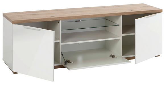 LOWBOARD in 160/51/40,5 cm - Weiß Hochglanz/Weiß, MODERN, Glas/Holzwerkstoff (160/51/40,5cm) - Carryhome