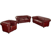 CHESTERFIELD-SITZGARNITUR Rot Echtleder  - Rot/Nussbaumfarben, KONVENTIONELL, Leder/Holzwerkstoff - Max Winzer