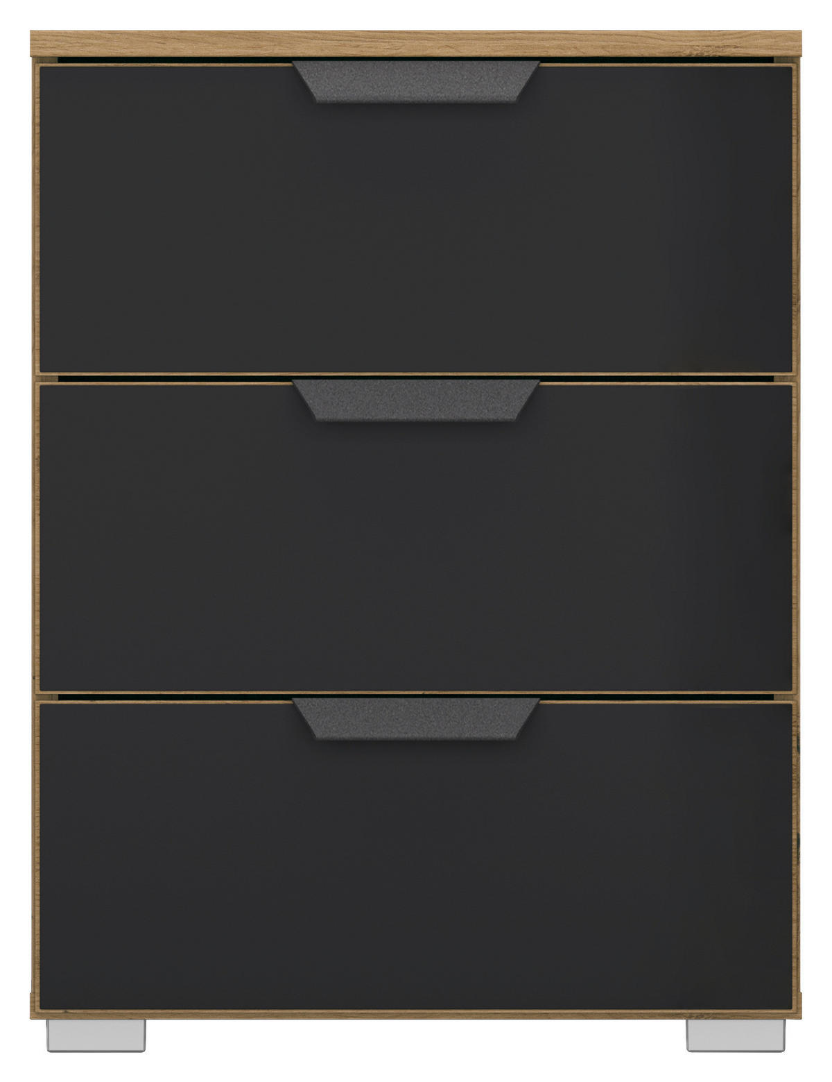 SÄNGBORD i antracit, ek Artisan  - aluminiumfärg/grå, Modern, metall/trämaterial (40/61/42cm) - Rauch Möbel