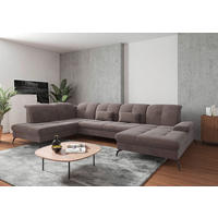 WOHNLANDSCHAFT Taupe Flachgewebe  - Taupe/Schwarz, KONVENTIONELL, Textil/Metall (231/357/185cm) - Sit & More