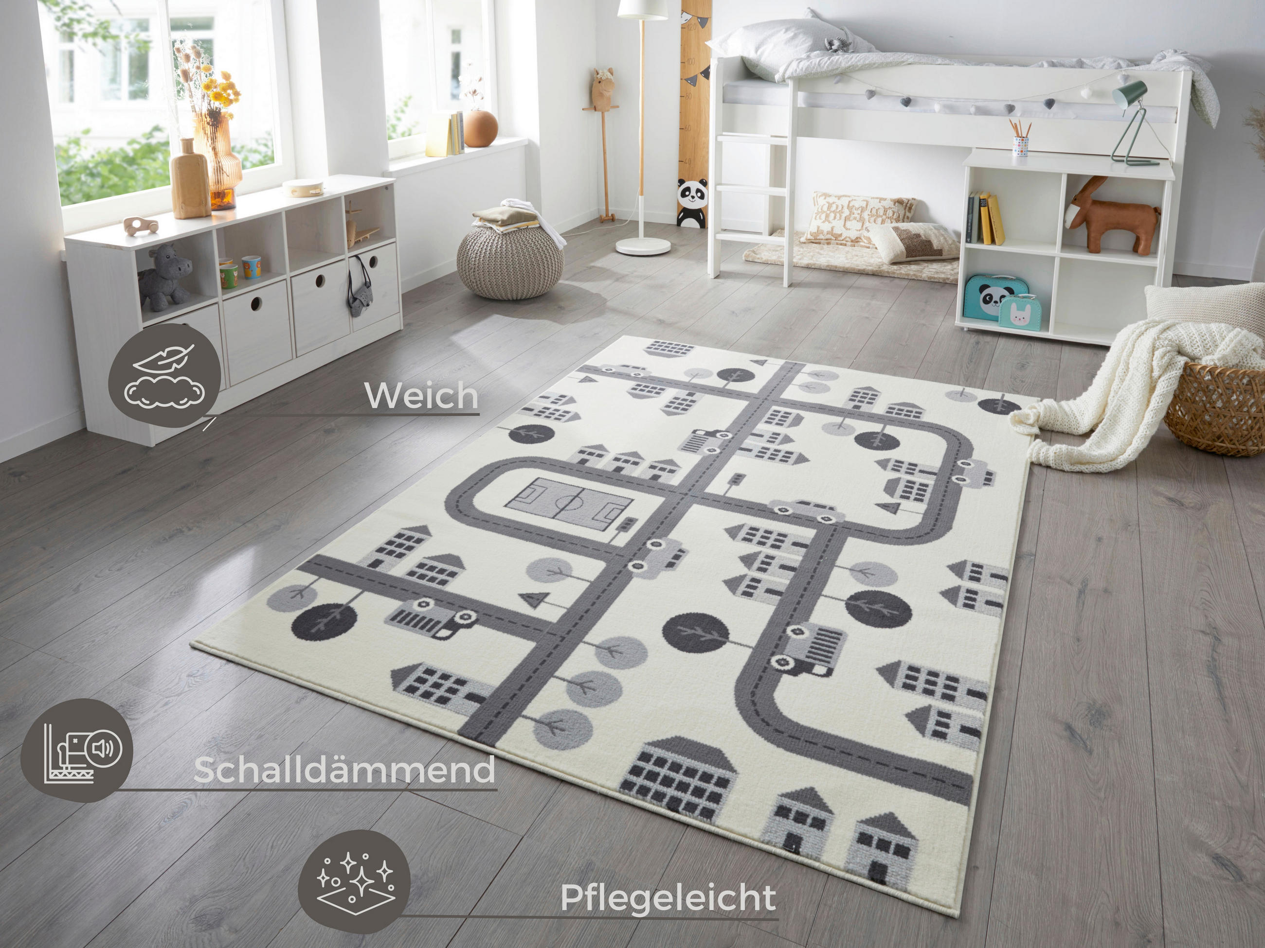SPIELTEPPICH 80/150 cm Adventures  - Creme/Grau, Design, Kunststoff/Textil (80/150cm) - Hanse Home