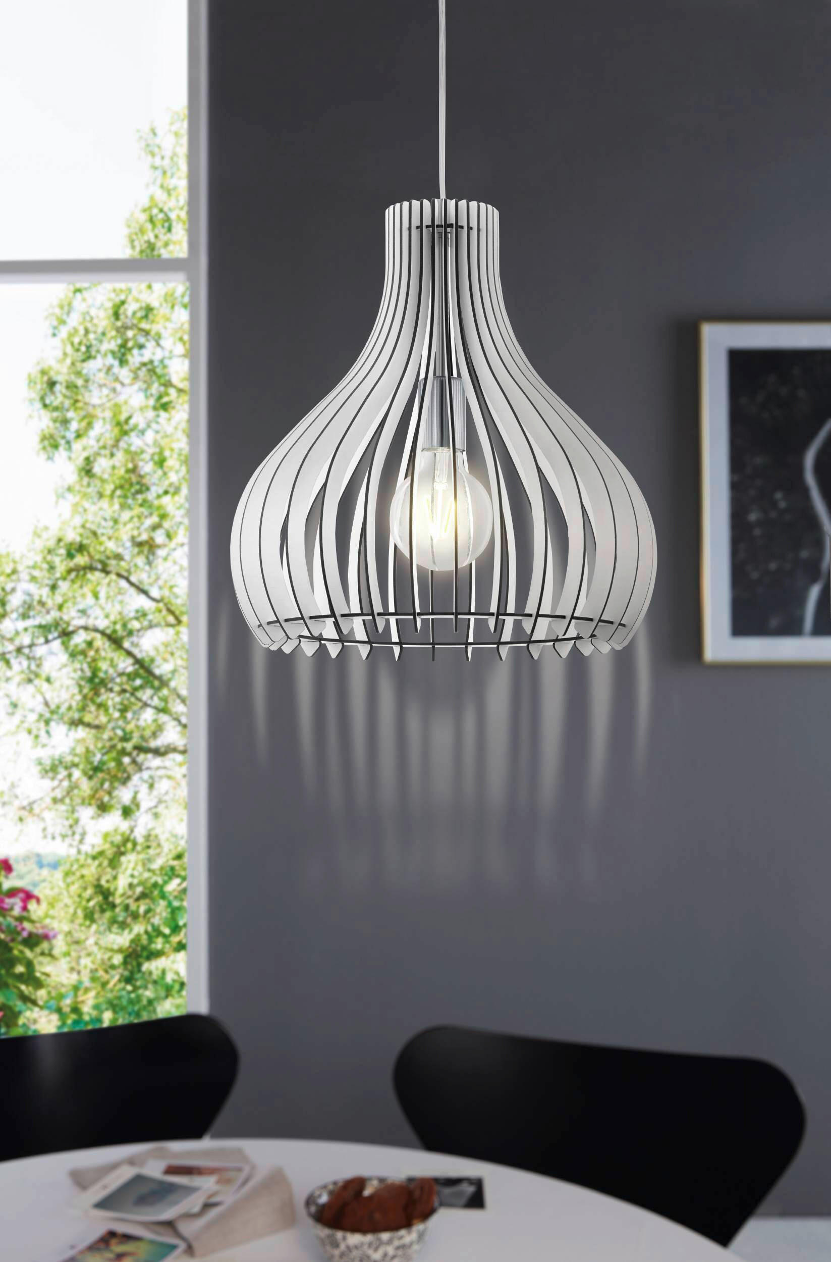 HÄNGLAMPA Tindori 38/130 cm  - vit, Natur, metall/trä (38/130cm) - Eglo