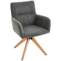 ARMLEHNSTUHL in Holz, Metall, Textil Dunkelgrau  - Dunkelgrau/Eichefarben, MODERN, Holz/Textil (60/89/63cm) - Livetastic