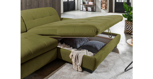 ECKSOFA in Mikrofaser Grün  - Schwarz/Grün, Design, Textil/Metall (290/198cm) - Xora