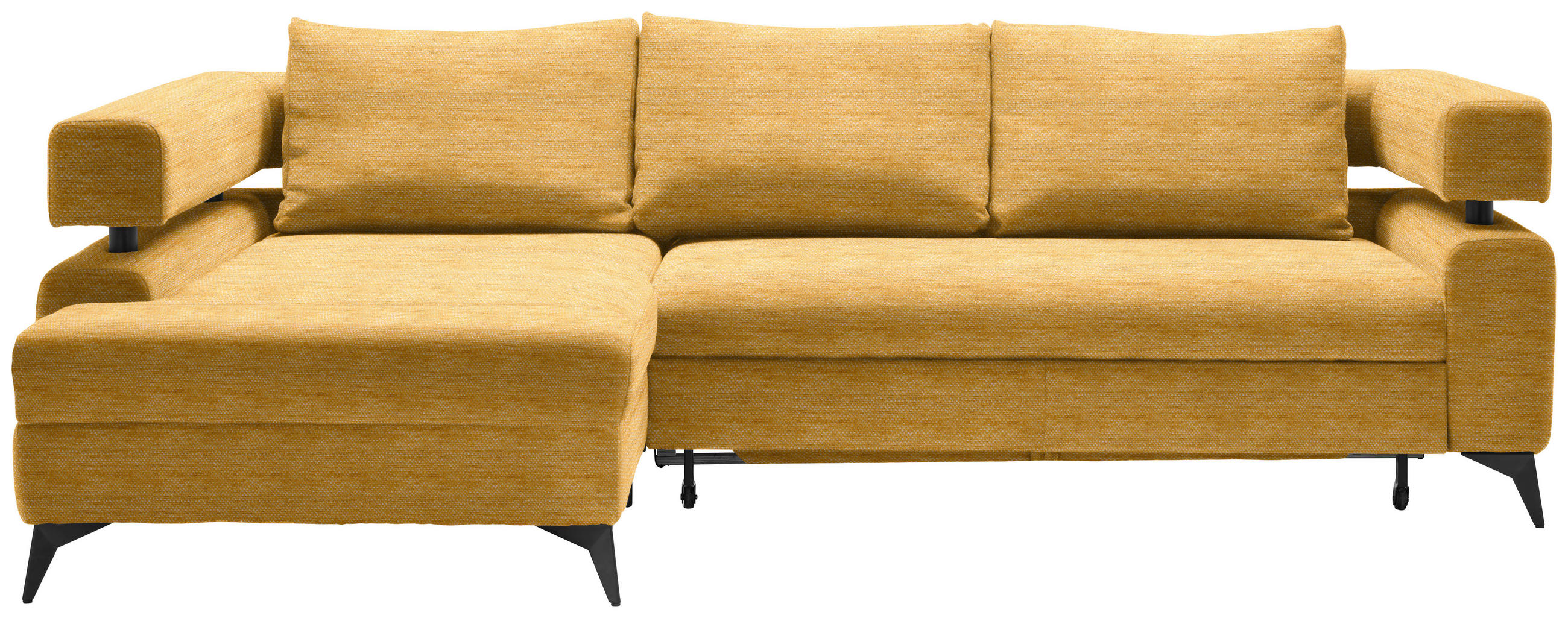 ECKSOFA in Chenille Currygelb  - Currygelb/Schwarz, Konventionell, Textil/Metall (184/265cm) - Hom`in