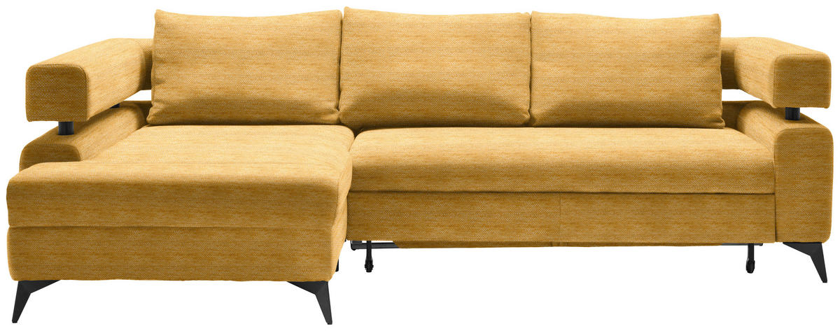 ECKSOFA in Chenille Currygelb  - Currygelb/Schwarz, Konventionell, Textil/Metall (184/75-89/265cm) - Hom`in