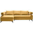 ECKSOFA in Chenille Currygelb  - Currygelb/Schwarz, KONVENTIONELL, Textil/Metall (184/75-89/265cm) - Hom`in