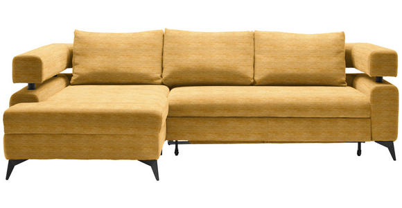 ECKSOFA Currygelb Chenille - Currygelb/Schwarz, KONVENTIONELL, Textil/Metall (184/75-89/265cm) - Hom`in