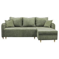 ECKSOFA TEDDY Mintgrün Cord, Bouclé Zierkissen, Rückenkissen, Bettkasten  - Naturfarben/Mintgrün, Design, Holz/Textil (215/142cm) - MID.YOU