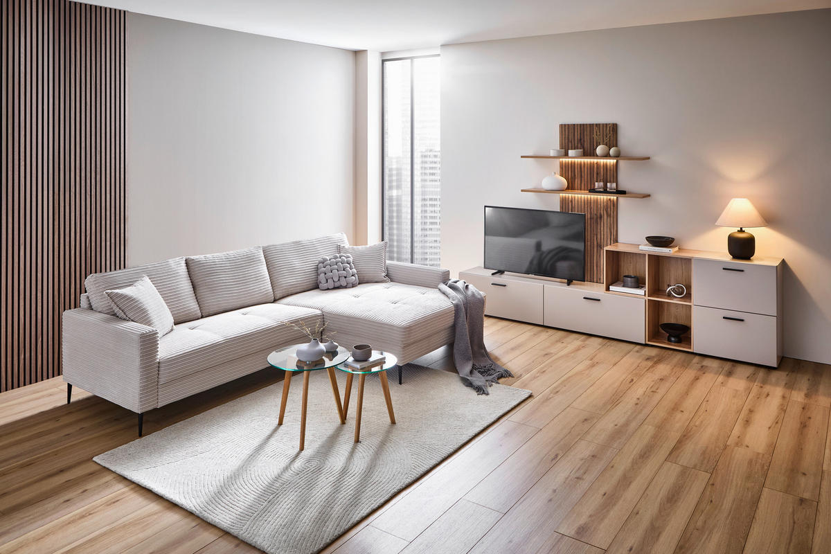 WOHNWAND  in Eichefarben, Greige  296/190/40 cm  - Greige/Eichefarben, MODERN, Holzwerkstoff/Kunststoff (296/190/40cm) - Carryhome