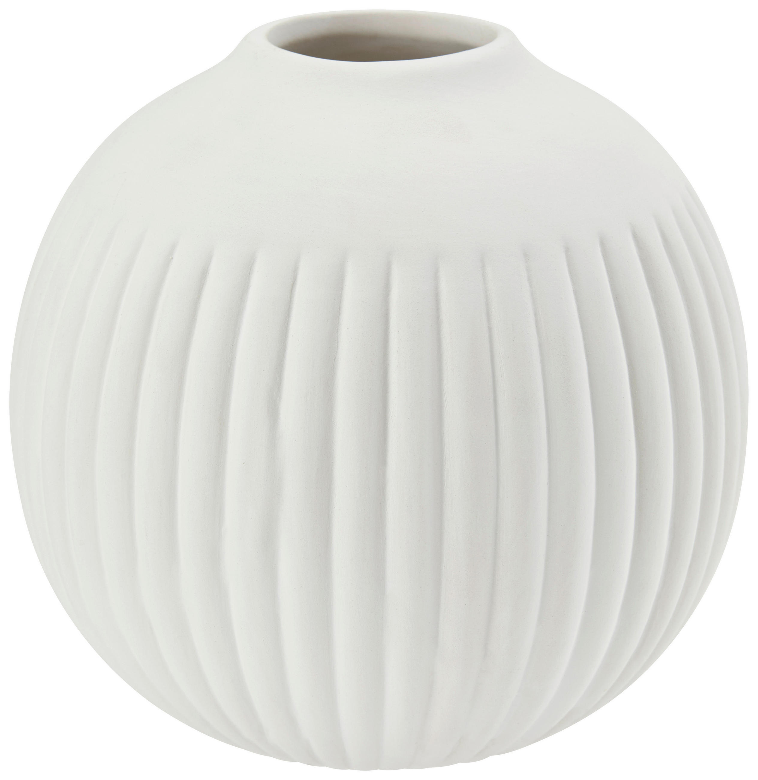 Vase Hergen Rund Aus Keramik Weiß H: 11,5 cm