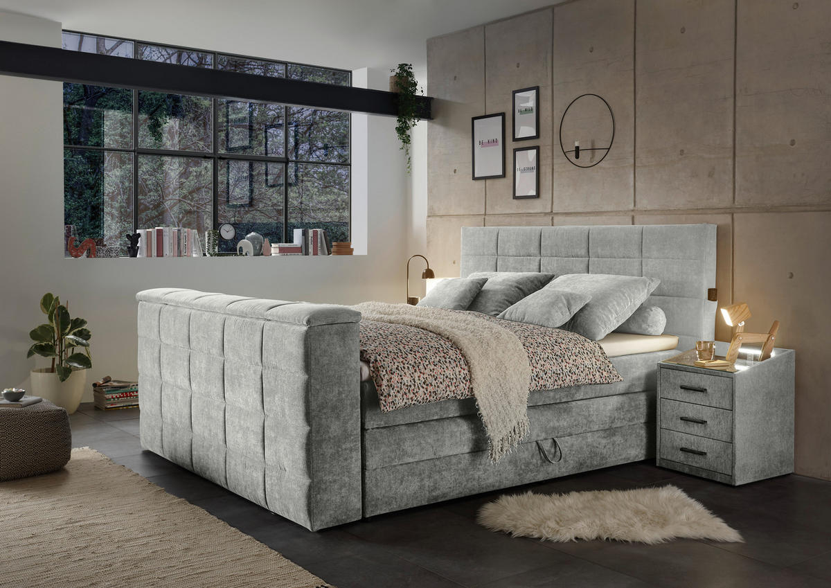BOXSPRING-ÁGY 180/200 cm  iszap  - iszap, Konventionell, textil (180/200cm) - Carryhome