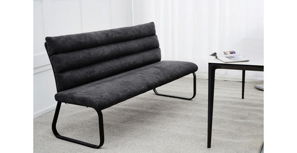 SITZBANK 180/94,5/70 cm Webstoff Anthrazit  - Anthrazit/Schwarz, Design, Textil/Metall (180/94,5/70cm) - Novel