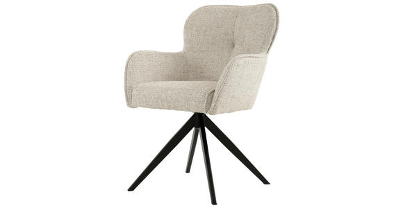 ARMLEHNSTUHL in Eisen Webstoff - Beige/Schwarz, Design, Textil/Metall (62/88/65cm) - Novel