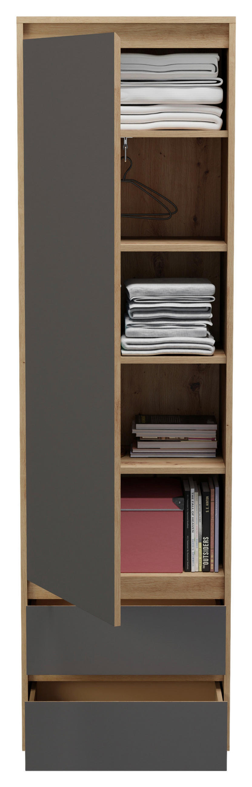GARDEROBENSCHRANK  in 54/190/35 cm  - Eiche Artisan/Grau, MODERN, Holzwerkstoff (54/190/35cm) - MID.YOU
