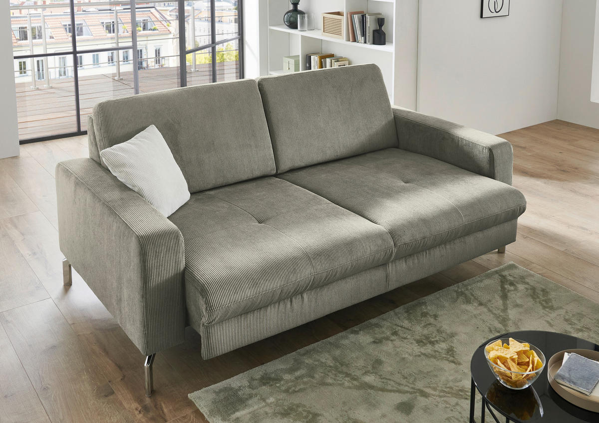 3-SITZER-SOFA Feincord Greige  - Chromfarben/Greige, Design, Textil/Metall (194/87/105cm) - Beldomo Style