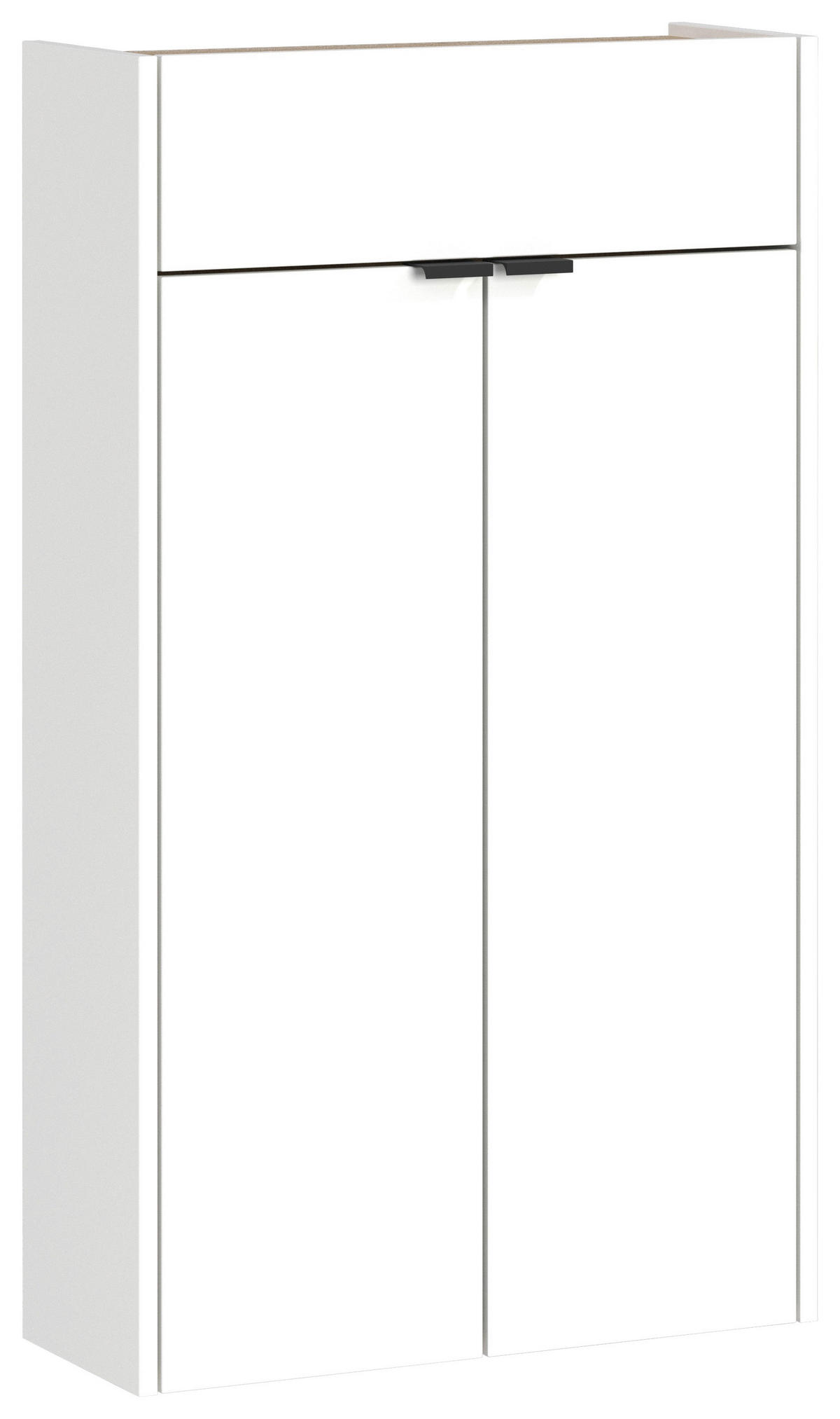 SCHUHSCHRANK Weiß, Eichefarben  - Eichefarben/Schwarz, Design, Holzwerkstoff/Kunststoff (56/97/22cm)