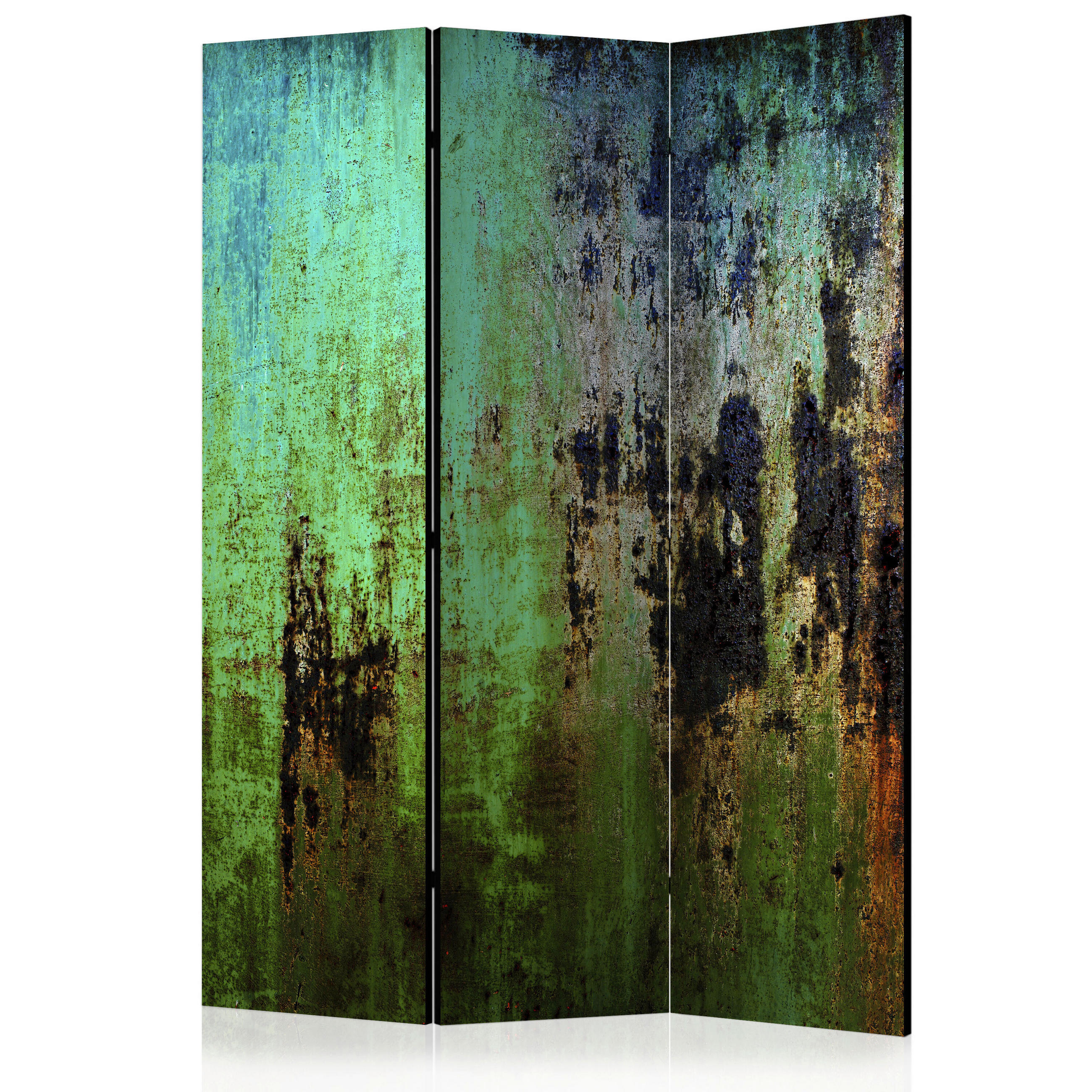 PARAVENT mit 3  Flügel - Schwarz/Grün, Basics, Holz/Kunststoff (135cm) - artgeist