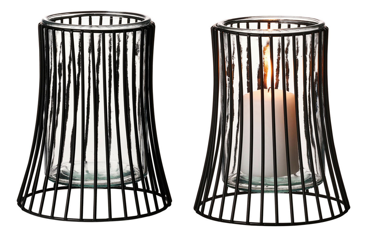 WINDLICHT Klar, Schwarz  - Klar/Schwarz, Basics, Glas/Metall (14,5/14,5/17cm) - Ritzenhoff Breker