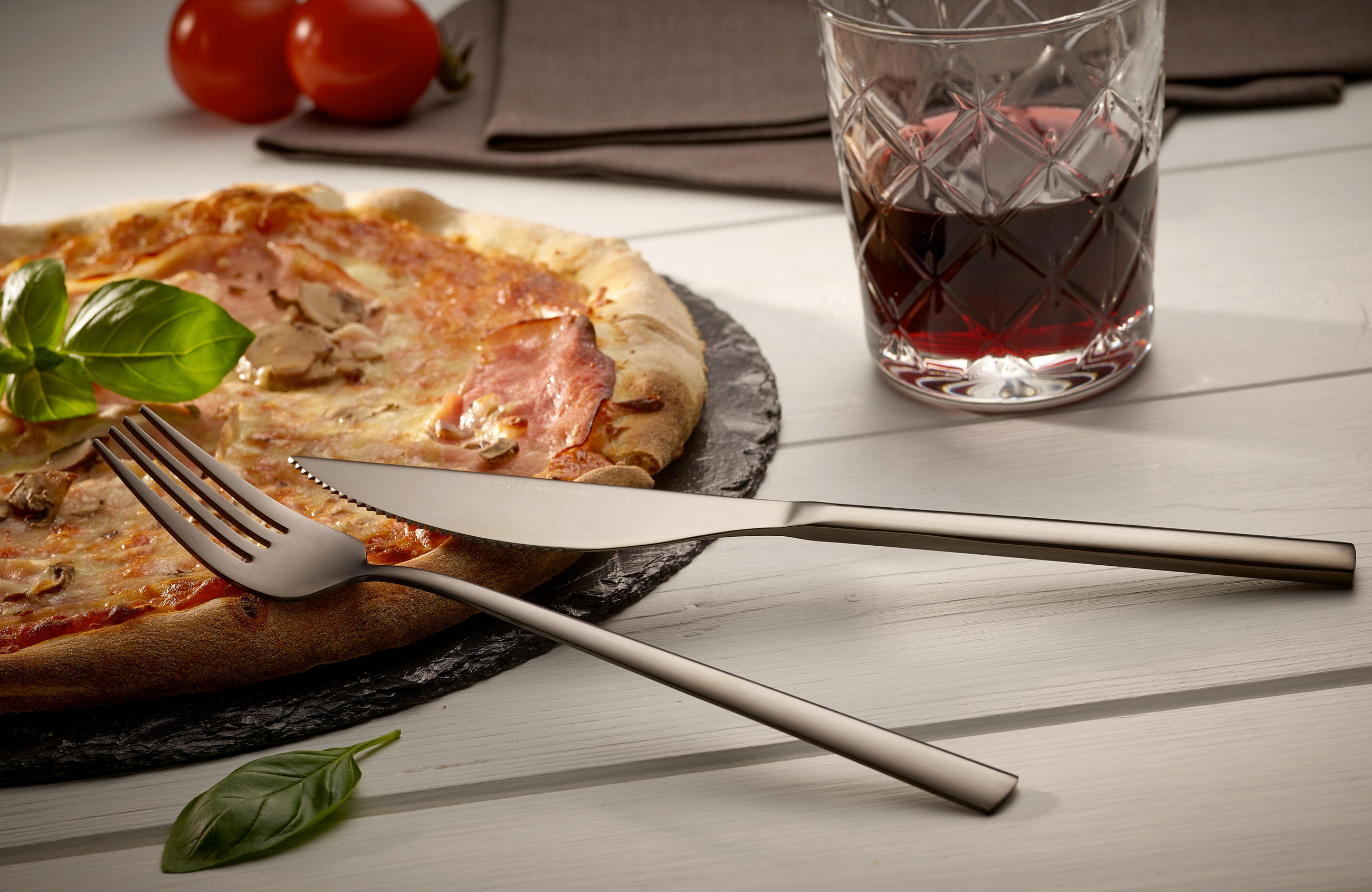 Pizzabesteck für 4 Personen Edelstahl  - Schwarz, Basics, Metall (23cm) - Echtwerk