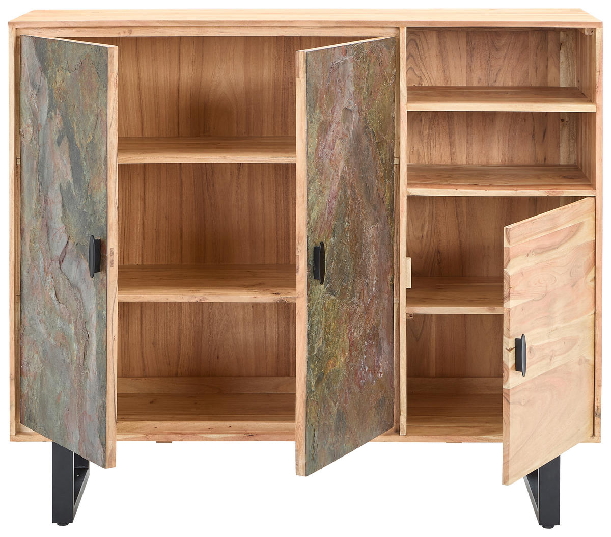 Tallinn Sideboard Bissau  in 140/120/40 cm  - Goldfarben/Naturfarben, Natur, Holz/Metall (140/120/40cm) - Livetastic