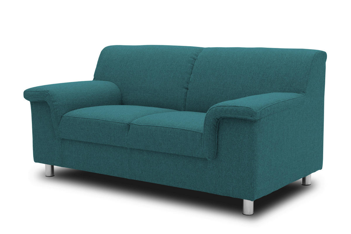 2-SITZER-SOFA Webstoff Petrol  - Chromfarben/Petrol, KONVENTIONELL, Textil/Metall (145/72/80cm) - MID.YOU