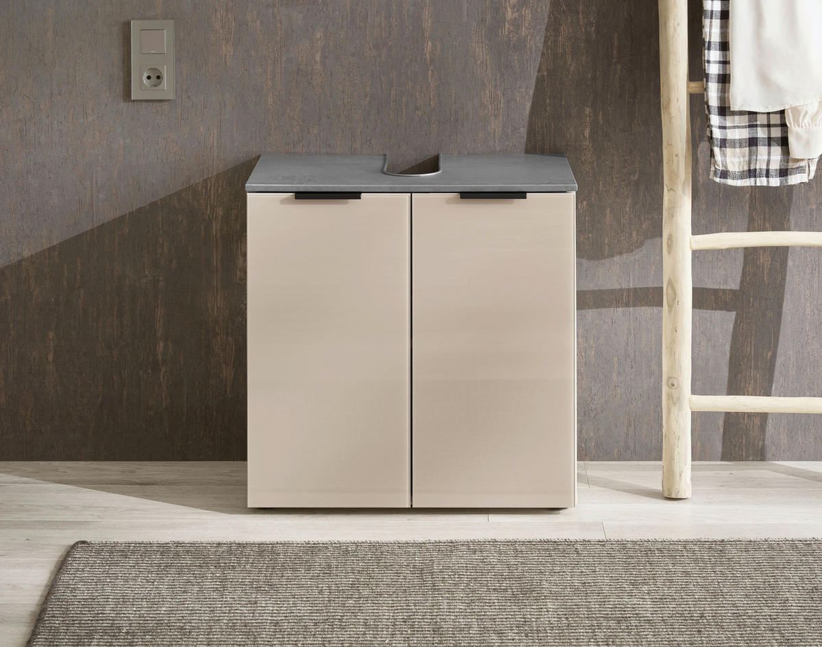 WASCHBECKENUNTERSCHRANK 60/60/35 cm  - Kaschmir/Anthrazit, Lifestyle, Glas/Holzwerkstoff (60/60/35cm) - home24