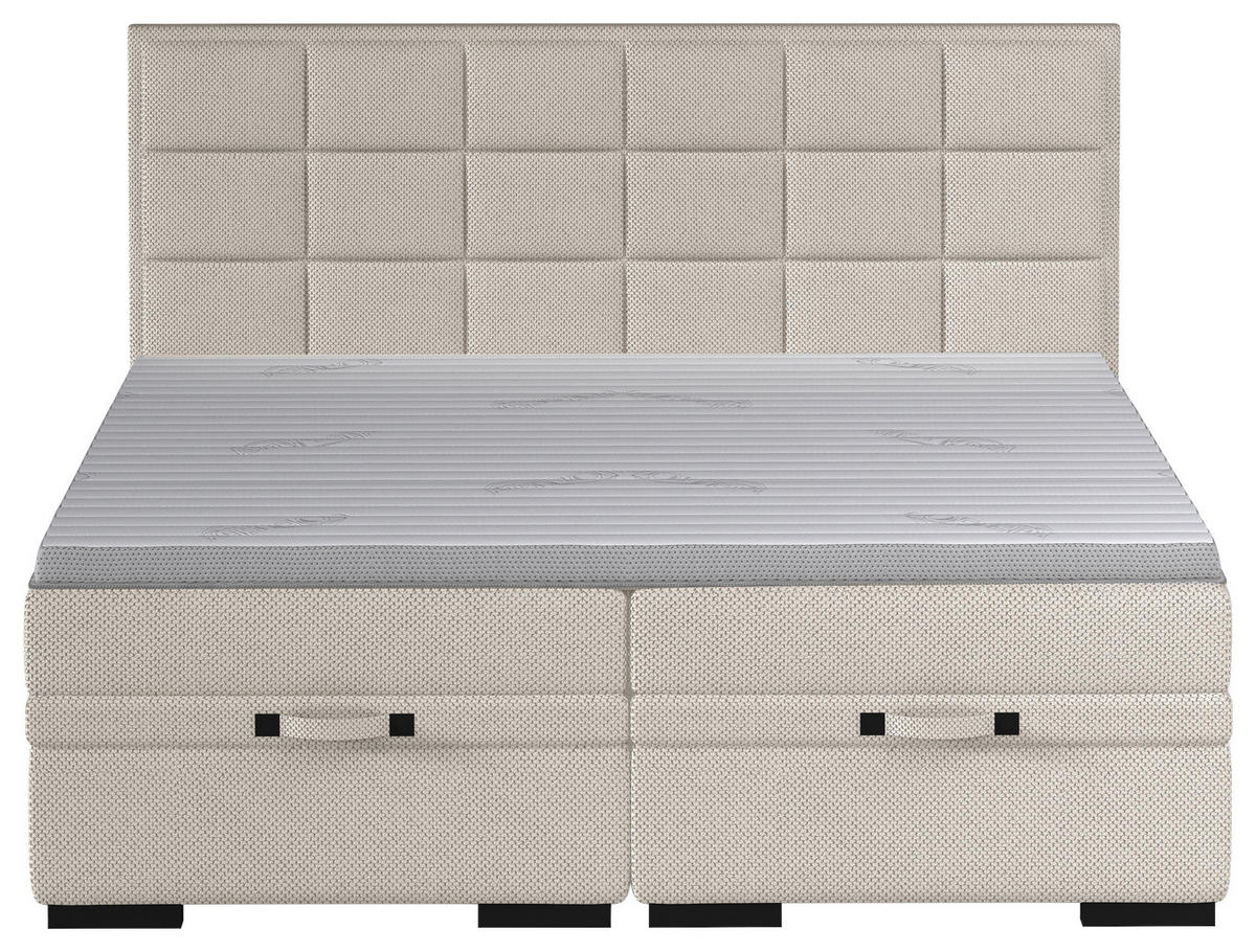 BOXSPRINGBETT 180/200 cm  in Beige  - Beige/Schwarz, KONVENTIONELL, Kunststoff/Textil (180/200cm) - home24