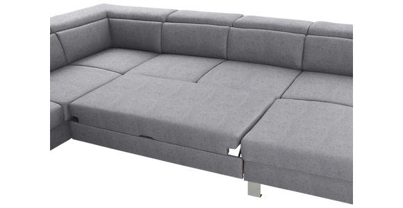 WOHNLANDSCHAFT inkl.Funktionen Hellgrau Webstoff - Silberfarben/Hellgrau, Design, Textil/Metall (226/320/168cm) - Xora