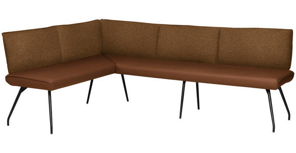 ECKBANK 165/225 cm  in Rostfarben  - Rostfarben/Schwarz, Design, Textil/Metall (165/225cm) - Moderano
