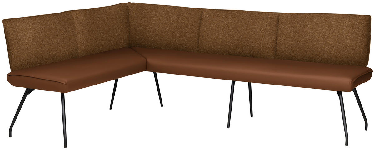 ECKBANK 165/225 cm  in Rostfarben  - Rostfarben/Schwarz, Design, Textil/Metall (165/225cm) - Moderano