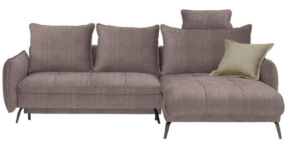 ECKSOFA in Flachgewebe Taupe - Taupe/Schwarz, Design, Textil/Metall (273/180cm) - Hom`in